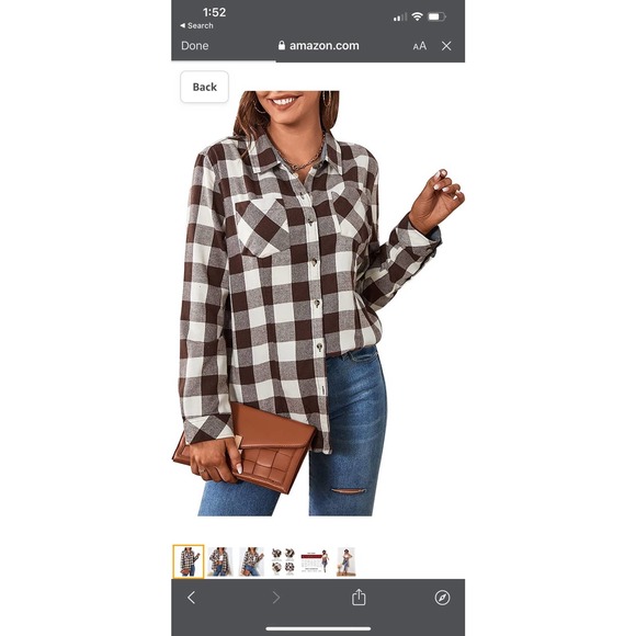 SAMERM Flannel Shirt Oversized Long Sleeve Button Down - Picture 7 of 8